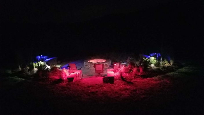 Lighting and Fire Pit Hardscape with Paver Patios in Annapolis
